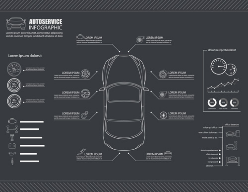 Auto service infographics vector material 01 service material infographics auto   