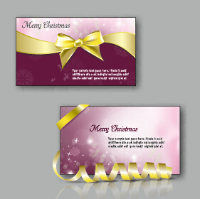 Ornate christmas bow greeting cards vector 03 ornate greeting christmas cards   