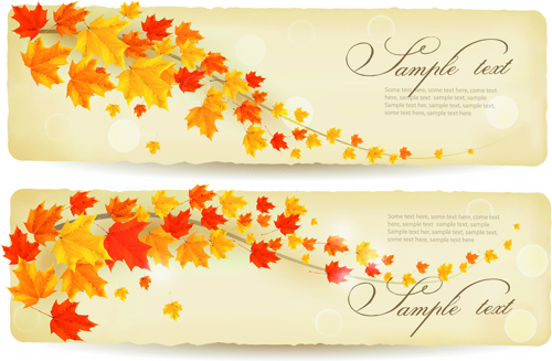 Maple Leaf banners vector set 06 maple leaf maple banners banner   