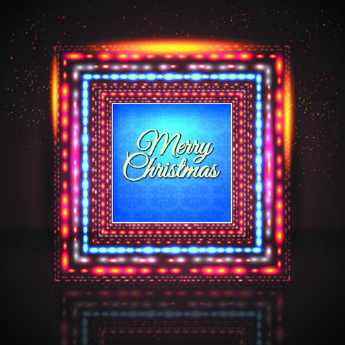 2014 New Year Christmas Colored light frame vector 01 new year new christmas 2014   