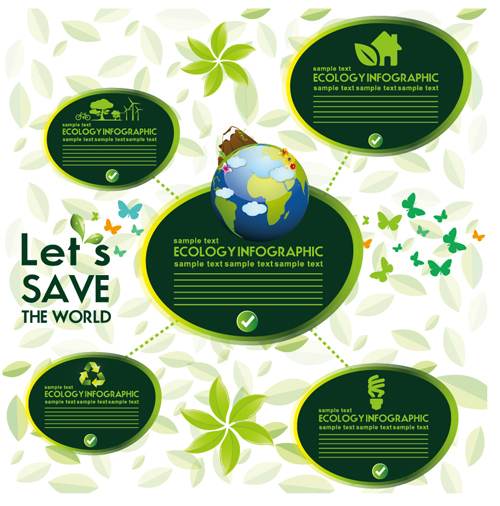 Ecology with world infographic vector material 01 world infographic ecology   