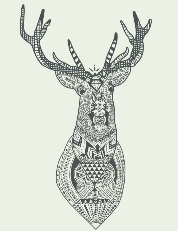 Floral deer head vector graphics vector graphics vector graphic floral deer   