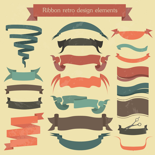 Vector set of ribbon vintage banners 05 vintage ribbon banners   