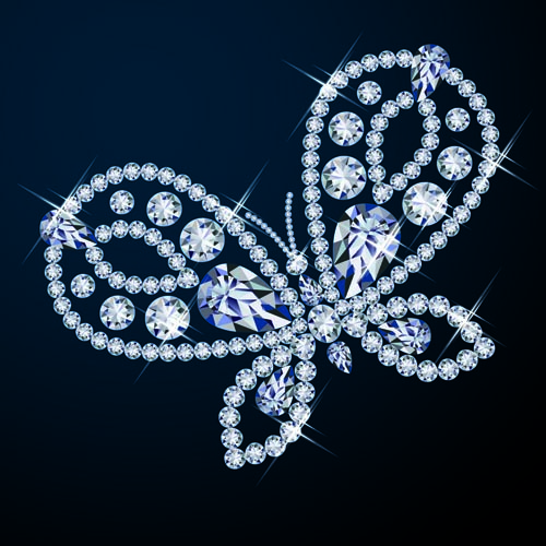 Diamond with butterfly shiny vector shiny diamond butterfly   