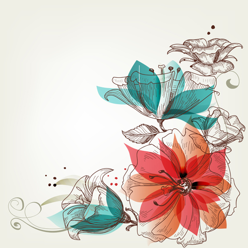 Hand drawn Floral background 04 hand-draw hand drawn floral background   