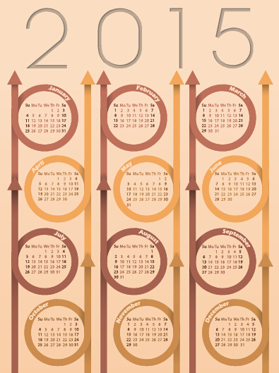 Classic 2015 calendar vector design set 04 classic calendar 2015   