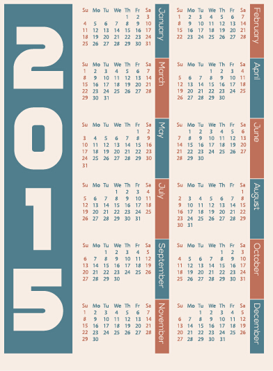 Classic 2015 calendar vector design set 05 classic calendar 2015   