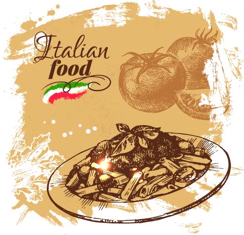 Hand drawn Italian food design vector material 04 material italian hand food drawn design   