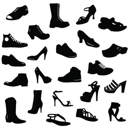 Different shoes design vector silhouette 01 silhouette shoes different   