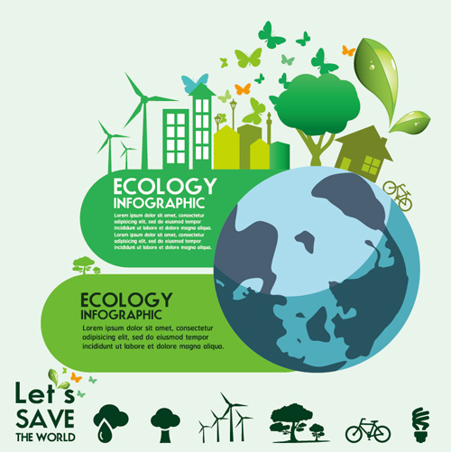 Ecology with world infographic vector material 03 world infographic ecology   