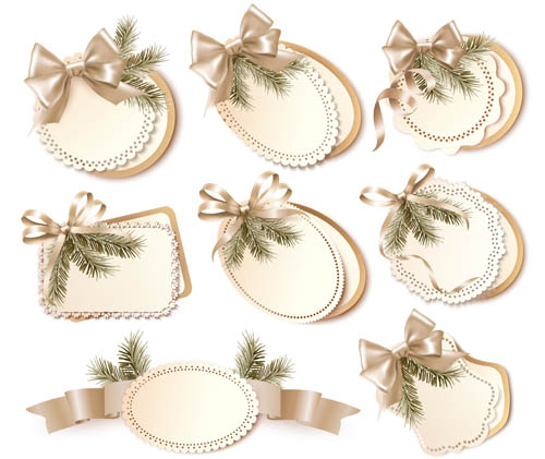 Beautiful ribbon bow with cards vectors 03 ribbon cards bow beautiful   