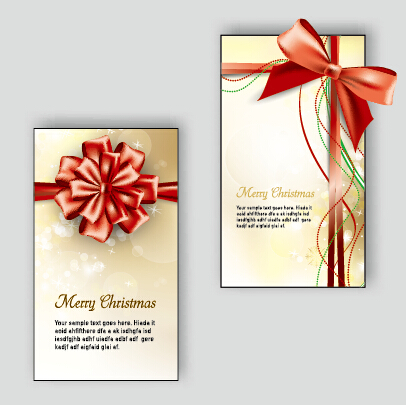 Ornate christmas bow greeting cards vector 02 ornate greeting christmas cards   