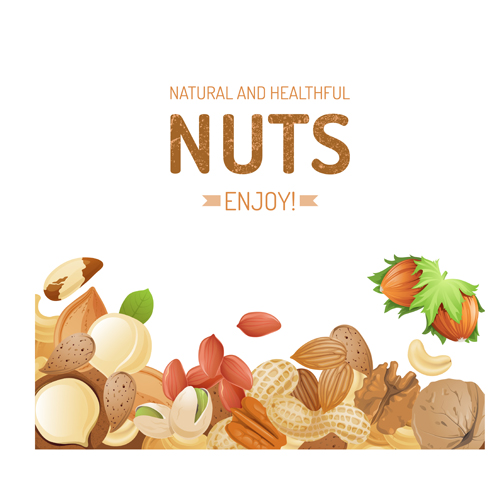 Different nuts vector background graphics 02 Vector Background nuts different background   