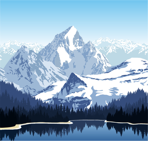 Mysterious snow mountain landscape vector graphics 07 snow mysterious mountain landscape   