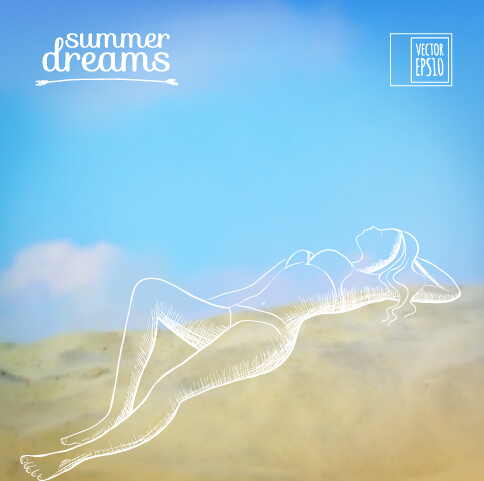 Elegant summer dreams vector background art 03 Vector Background summer elegant dreams dream background   
