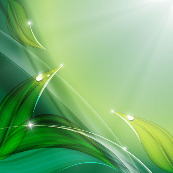 Green leaf with water droplets Background vector 02 water droplets water Green Leaf green   