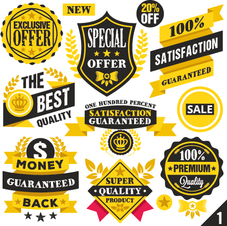 Premium quality black with yellow labels and badges vector 02 quality premium labels badges   