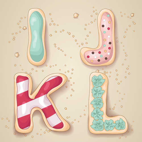 Cute cookies with letters vector set 03 letters cute cookies   