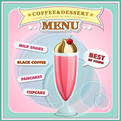 Coffee and dessert menu cover vector menu dessert coffee   