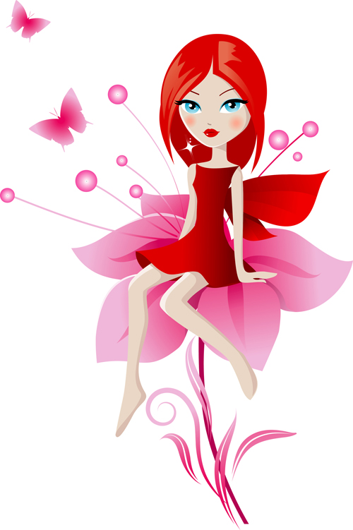 lovely girl with flower vector lovely flower   