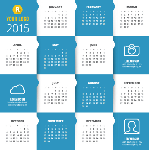 Classic 2015 calendar vector design set 09 classic calendar 2015   