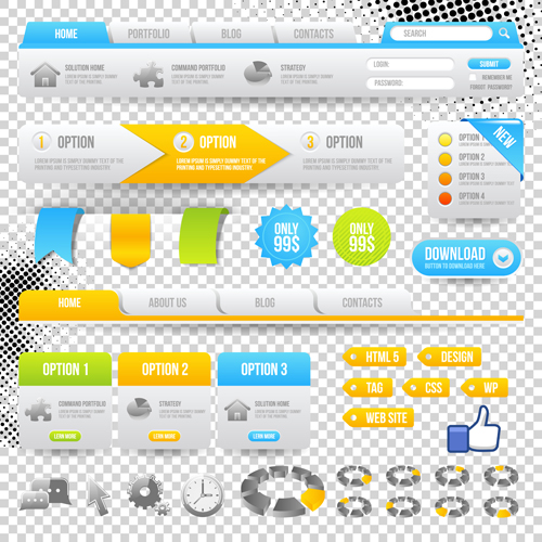 Web navigation with button elements vector illustration web navigation illustration button   