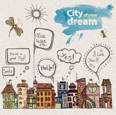 Hand drawn dreams city design vector 04 hand-draw hand drawn dreams dream city   