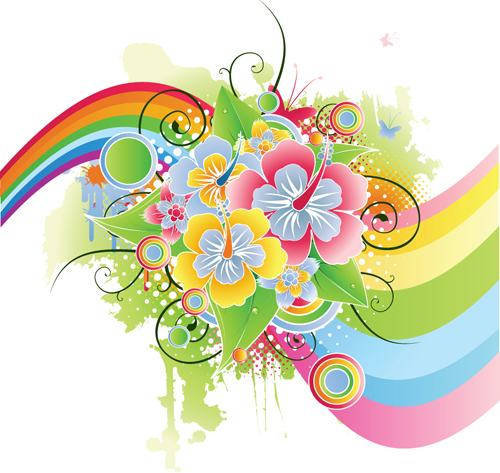 Colors floral Object vector backgrounds 02 object floral colors   