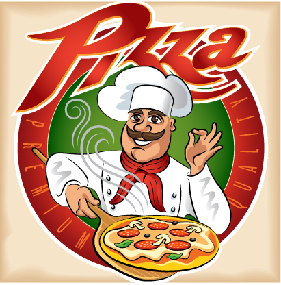 Funny chef with pizza vector material 02 pizza funny chef   