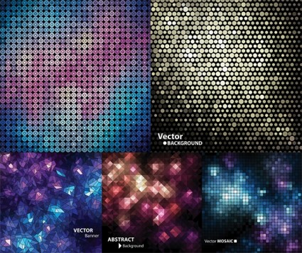 Geometric shapes with mosaics vector backgrounds   