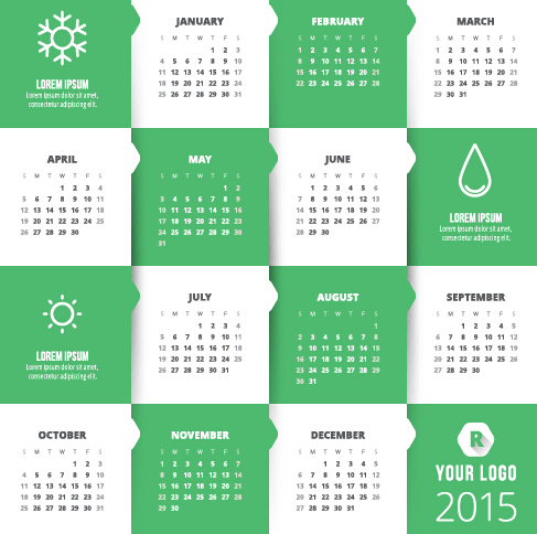 Classic 2015 calendar vector design set 10 classic calendar 2015   