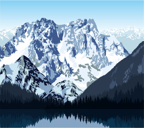 Mysterious snow mountain landscape vector graphics 05 snow mysterious mountain landscape   