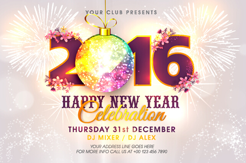 New year 2016 party flyer vector material 15 year party new material flyer 2016   
