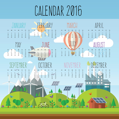 Calendar 2016 kids cartoon object vector 01 kids cartoon calendar 2016   