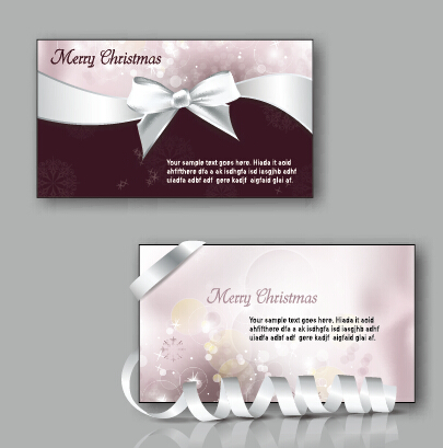 Ornate christmas bow greeting cards vector 01 ornate greeting christmas cards bow   