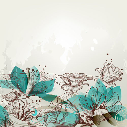 Hand drawn Floral background 03 hand-draw hand drawn floral background drawn background   