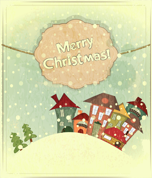 Set of Vintage Merry Christmas cards vector graphics 01 vintage christmas cards card   