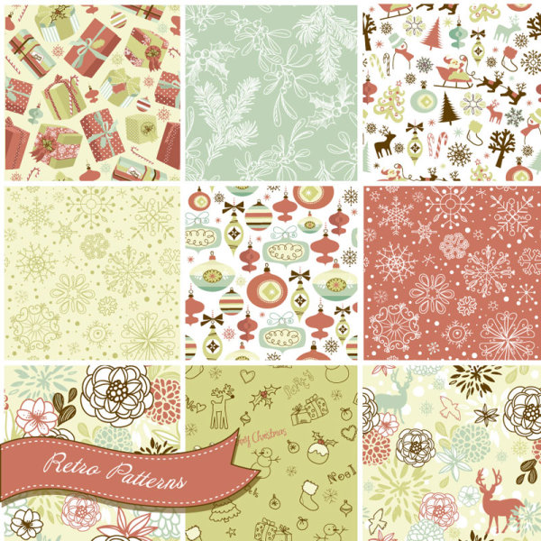 Vector set of Christmas style pattern Illustration 02 style pattern illustration christmas   