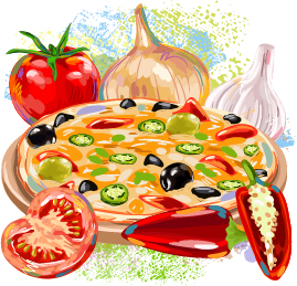 Delicious pizza illustration vector material 02 pizza illustration Delicious   