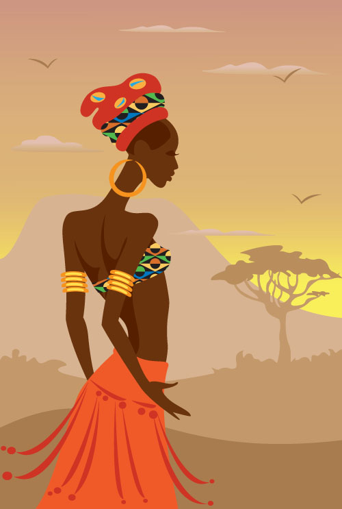 African woman illustrtion vector material 05 woman material illustrtion african   