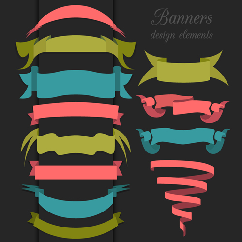 Vector set of ribbon vintage banners 01 vintage ribbon banners   