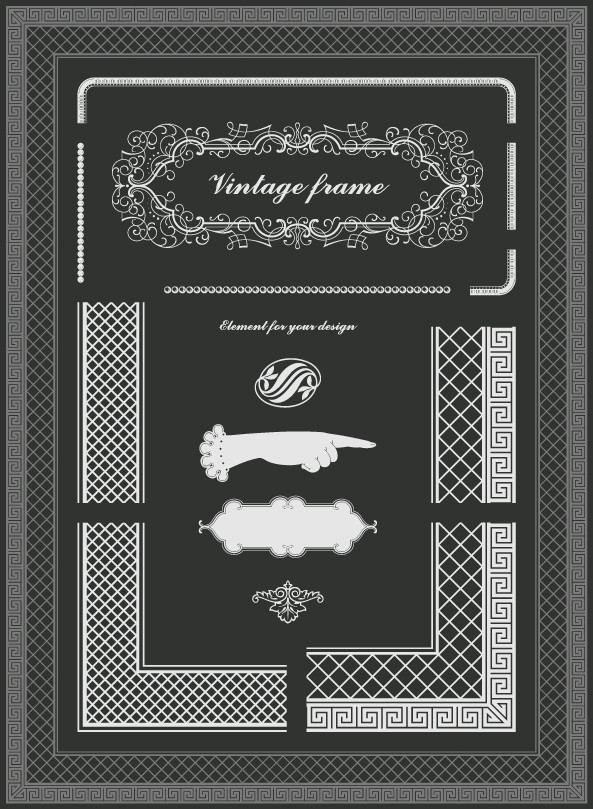 Vintage frames decor elements vector set 02 vintage frames frame elements element decor   