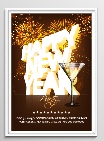 New year 2016 party flyer vector material 13 year party new material flyer 2016   