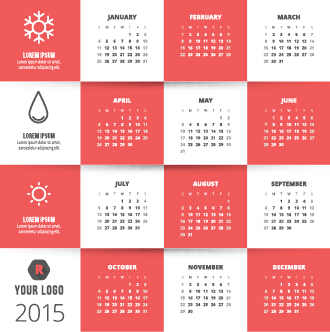 Classic 2015 calendar vector design set 11 classic calendar 2015   