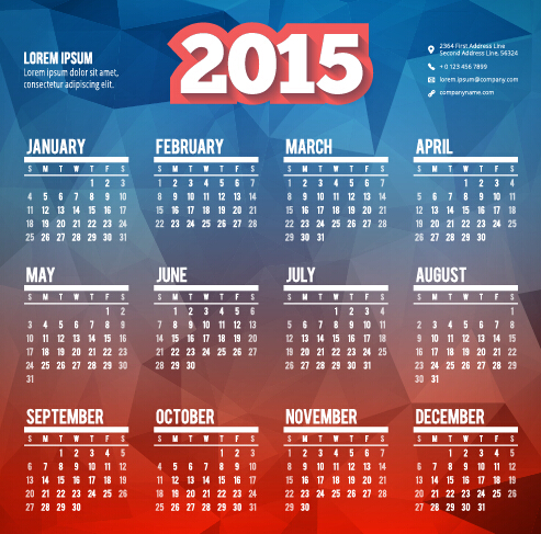 Classic 2015 calendar vector design set 07 classic calendar 2015   