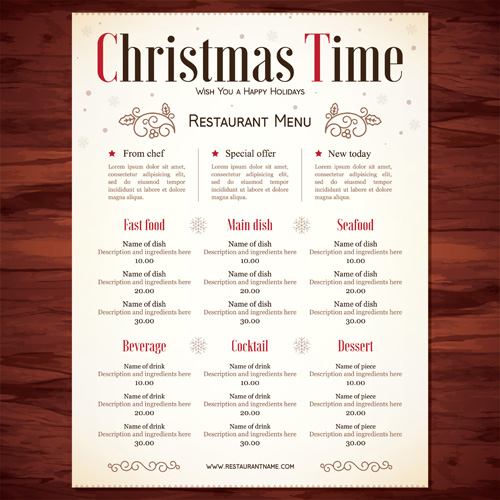 2016 Christmas restaurant price menu vector 35474 restaurant menu christmas 2016   
