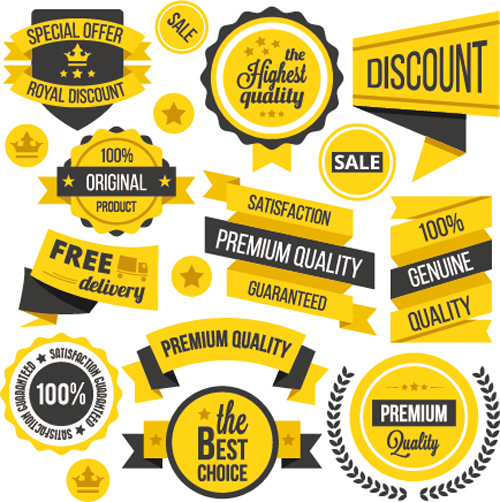 Premium quality black with yellow labels and badges vector 01 quality premium labels badges   