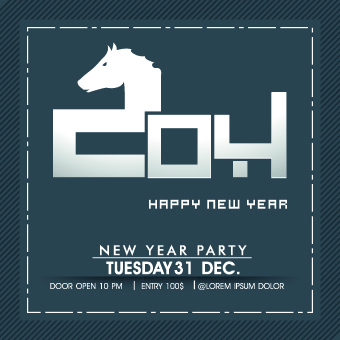 Retro 2014 horse year design vector background 04 Vector Background Retro font horse 2014   