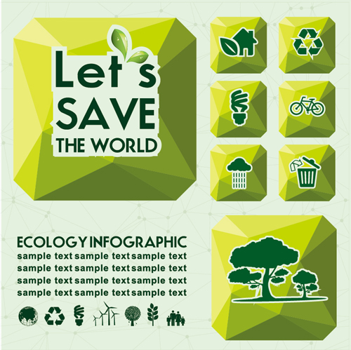 Ecology with world infographic vector material 09 world infographic ecology   