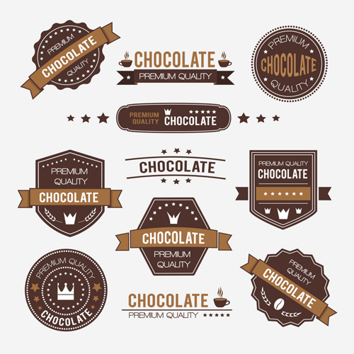 Chocolate labels with logos vector set 35471 logos labels chocolate   